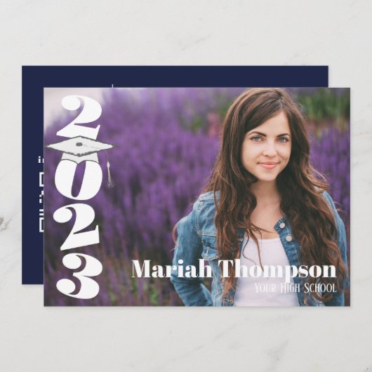 Afstuderen marine simpele foto van 2023 QR-code Kaart (Voorkant / Achterkant)