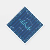 Afstuderen marine turquoise glitter script modern servet (Hoek)