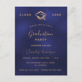 Afstuderen marineblauw goud eenvoudig 2024 uitnodiging briefkaart (Voorkant)