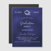Afstuderen marineblauw - luxe luxe 2023 magnetische uitnodiging (Voorkant / Achterkant)
