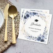 Afstuderen marineblauwe bloemen servet