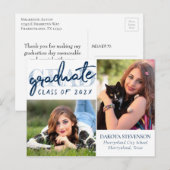 Afstuderen marinescript | Donkerblauw 2 Foto Keeps Briefkaart (Voorkant / Achterkant)