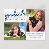 Afstuderen marinescript | Donkerblauw 2 Foto Keeps Briefkaart (Voorkant)