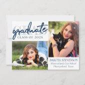 Afstuderen marinescript | Donkerblauw 2 Foto Keeps Kaart (Voorkant)