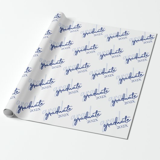 Afstuderen marinescript | Donkerblauwe penseel Kee Cadeaupapier (Uitgerold)