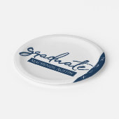 Afstuderen marinescript | Donkerblauwe penseel Kee Papieren Bordje (Gekanteld)