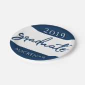 Afstuderen marinescript | Donkerblauwe penseel Kee Papieren Bordje (Gekanteld)