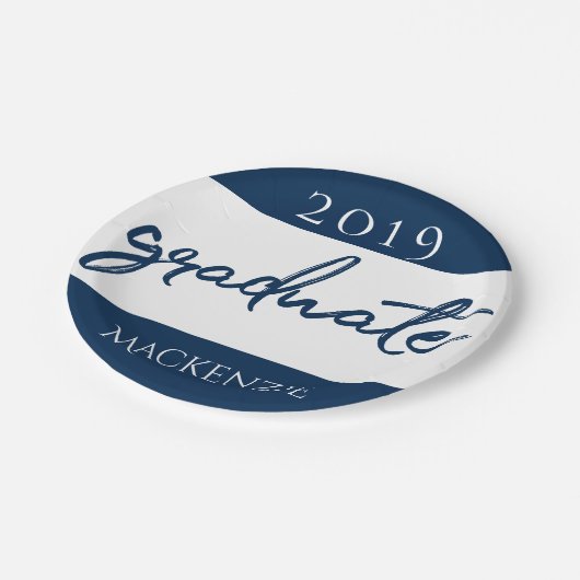 Afstuderen marinescript | Donkerblauwe penseel Kee Papieren Bordje (Gekanteld)