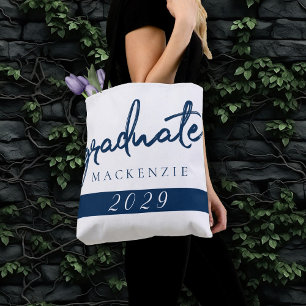 Afstuderen marinescript   Donkerblauwe penseel Kee Tote Bag