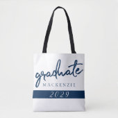 Afstuderen marinescript | Donkerblauwe penseel Kee Tote Bag (Voorkant)