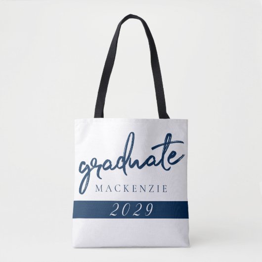 Afstuderen marinescript | Donkerblauwe penseel Kee Tote Bag (Voorkant)