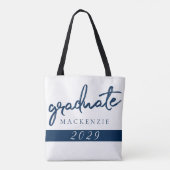 Afstuderen marinescript | Donkerblauwe penseel Kee Tote Bag (Achterkant)