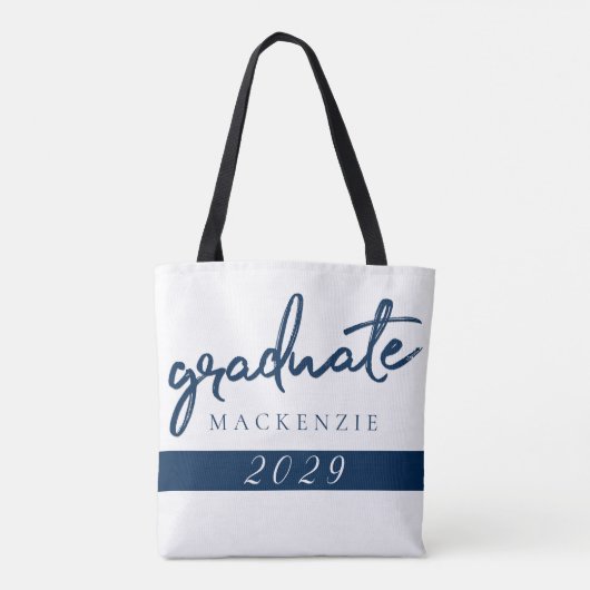Afstuderen marinescript | Donkerblauwe penseel Kee Tote Bag (Achterkant)