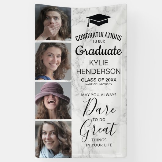 Afstuderen Marmeren Foto 2025 Klasse Jaar Spandoek (Verticaal)