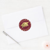 Afstuderen Maroon Burgundy Gold Pet Stars Ronde Sticker (Envelop)