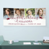 Afstuderen Maroon Gefeliciteerd Script 4 Foto's Spandoek (Beurs)