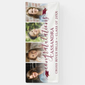 Afstuderen Maroon Gefeliciteerd Script 4 Foto's Spandoek (Verticaal)