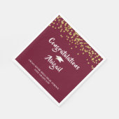 Afstuderen Maroon Gold Glitter Brush Script Servet (Hoek)