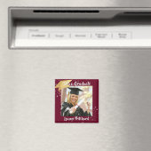 Afstuderen maroon Gold Pet Brush Script Photo Star Magneet (Insitu (Vaatwasser))