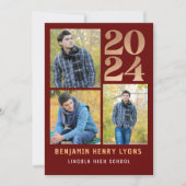 Afstuderen Maroon Klasse van 2024 Afdrukbaar Kaart (Voorkant)