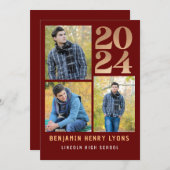 Afstuderen Maroon Klasse van 2024 Afdrukbaar Kaart (Voorkant / Achterkant)