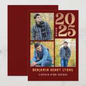 Afstuderen Maroon Klasse van 2025 Printable Kaart (Voorkant / Achterkant)