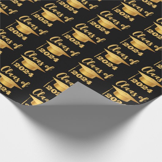 Afstuderen Maroon Metallic Gold Class Year Cadeaupapier (Hoek)