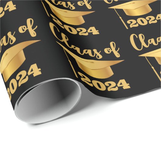 Afstuderen Maroon Metallic Gold Class Year Cadeaupapier (Rol Hoek)