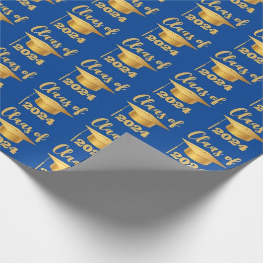 Afstuderen Maroon Metallic Gold Class Year Cadeaupapier (Hoek)