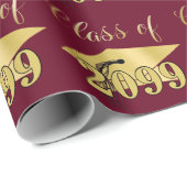 Afstuderen Maroon Metallic Gold Class Year Cadeaupapier (Rol Hoek)