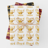 Afstuderen Maroon Metallic Gold Class Year Inpakpapier Vel (In situ)