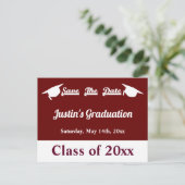 Afstuderen Maroon Save the Date Kaart (Staand voorkant)