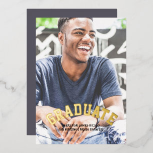 Afstuderen Masculine Modern Aangepast Folie Uitnodiging