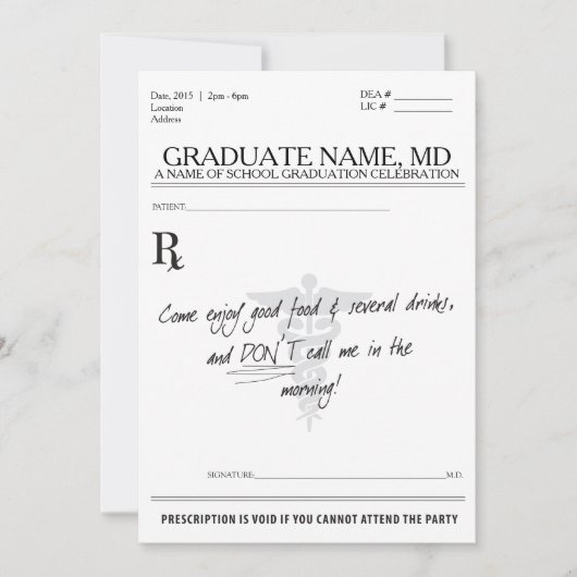 Afstuderen MD Invite Kaart (Voorkant)