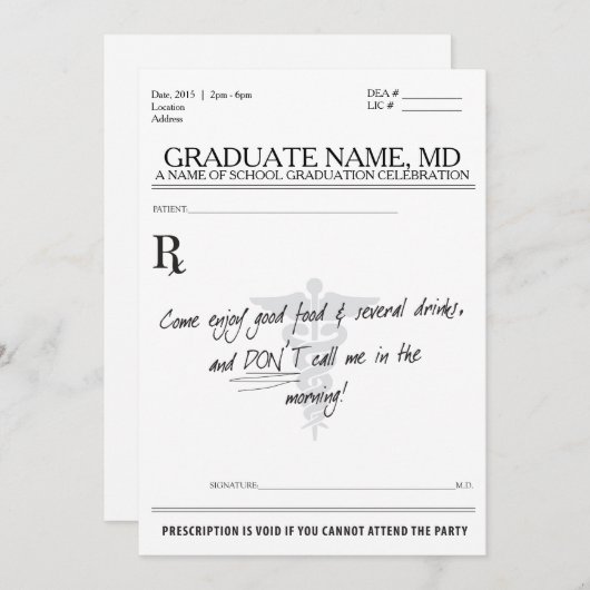 Afstuderen MD Invite Kaart (Voorkant / Achterkant)