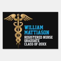Afstuderen Medical Caduceus Registered Nurse Blue