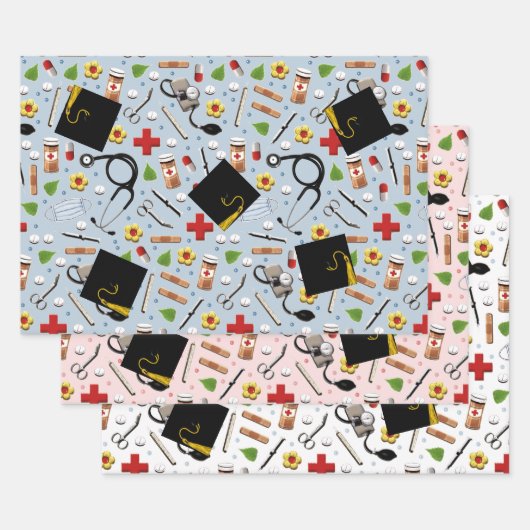 Afstuderen medicijnen inpakpapier vel (Set)