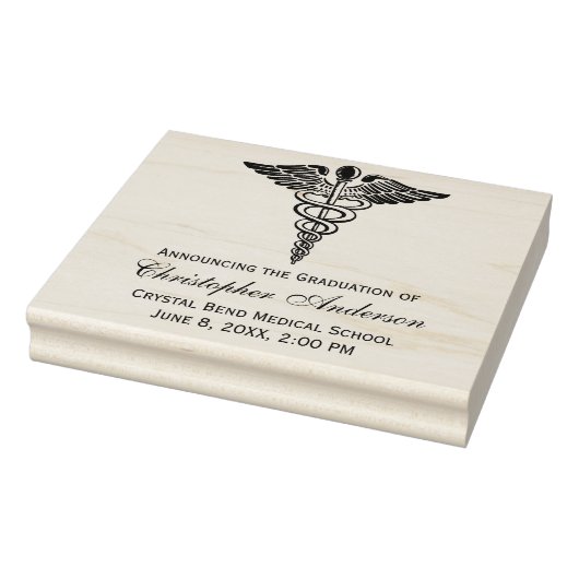 Afstuderen Medische Caduceus Symbooluitnodiging Rubberstempel (Stempel)