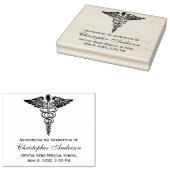 Afstuderen Medische Caduceus Symbooluitnodiging Rubberstempel (Gestempeld)