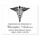 Afstuderen Medische Caduceus Symbooluitnodiging Rubberstempel (Afrduk)
