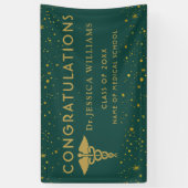Afstuderen Medische Faculteit Groen En Goud Confet Spandoek (Verticaal)