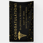 Afstuderen Medische Faculteit Zwart en Goud Confet Spandoek (Verticaal)