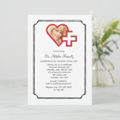 Afstuderen Medische school Foto Uitnodiging (Staand voorkant)