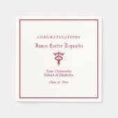 Afstuderen, Medische School, Rode Caduceus Servet (Voorkant)