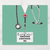 Afstuderen Medische School Sparkling Wijnetiket (Enkel label)