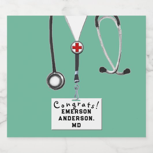 Afstuderen Medische School Sparkling Wijnetiket (Enkel label)