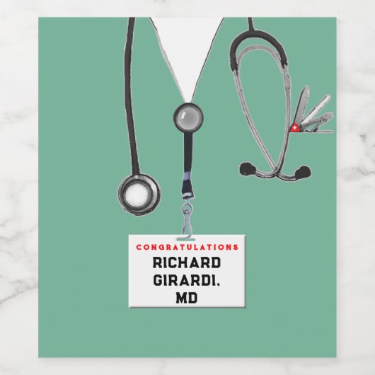 Afstuderen Medische School Wijn Etiket (Enkel label)