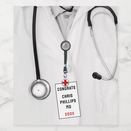 Afstuderen Medische School Wijn Etiket (Enkel label)