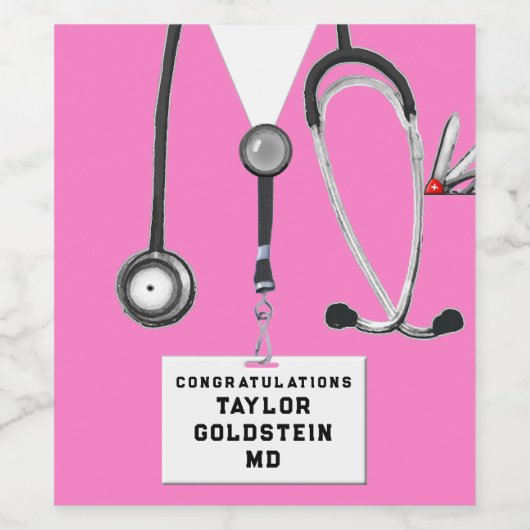 Afstuderen Medische School Wijn Etiket (Enkel label)