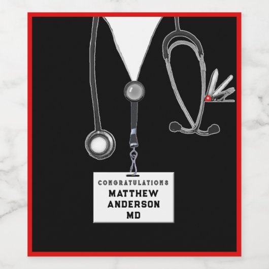 Afstuderen Medische School Wijn Etiket (Enkel label)